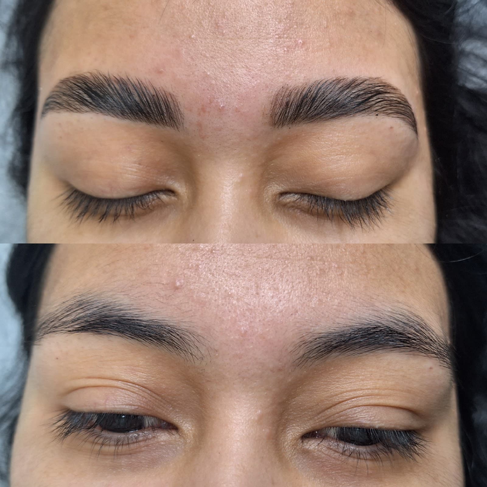 Antes y después de microblading de cejas