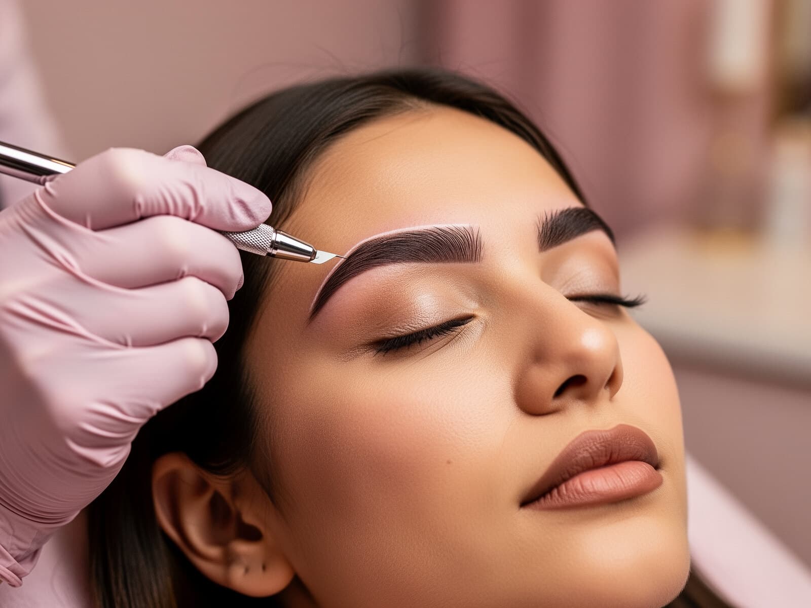 Trazo de microblading pelo a pelo sobre la ceja